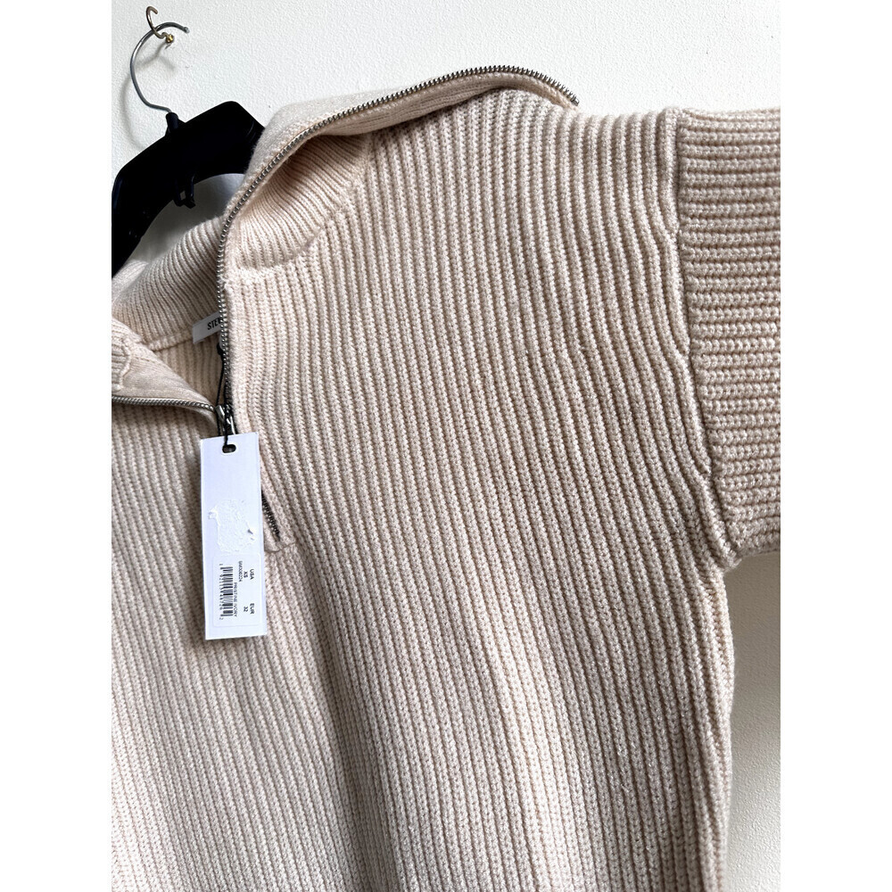 STEVE MADDEN Rowan Quarter Zip Pullover XS Ribbed Sulphur Springs Ivory - Picture 9 of 15